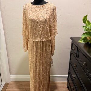 Patra Sequin Embellished Blush Evening Dress